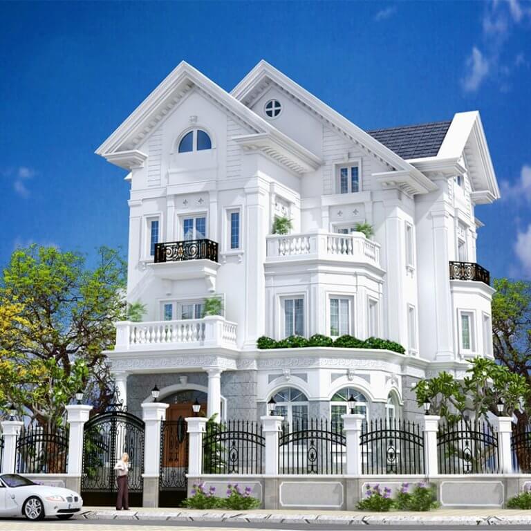 Với diện tích khuôn viên rộng lớn, tòa biệt thự trắng kiêu hãnh giữa đất trời