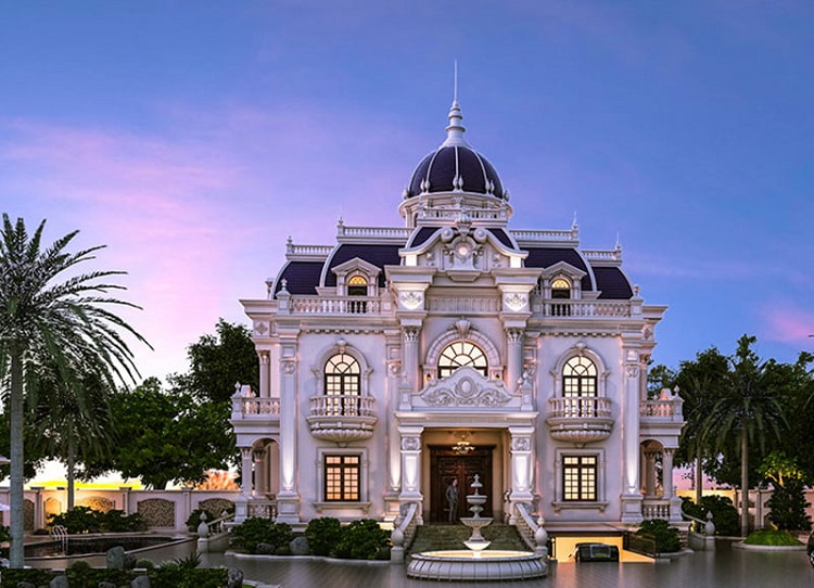Mẫu biệt thự này đã làm tan chảy trái tim của các gia chủ bởi thiết kế tinh tế đầy công phu tạo nên một tổng thể xa hoa, lộng lẫy. Từng đường nét, chi tiết ngoại thất đều được trang trí phào chỉ, hoa văn đẹp mắt thể hiện đậm chất hoàng gia đẳng cấp.